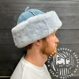 Шапка из овчины Боярка голубая для бани